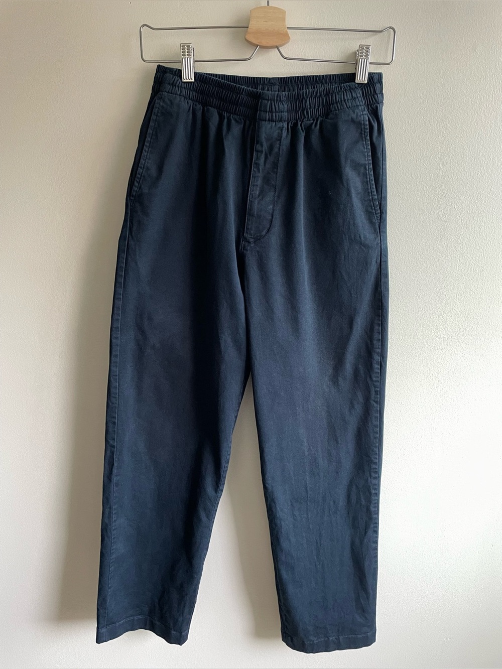 UNIQLO Unisex Cotton Relaxed Ankle Pants Navy S Tapered
